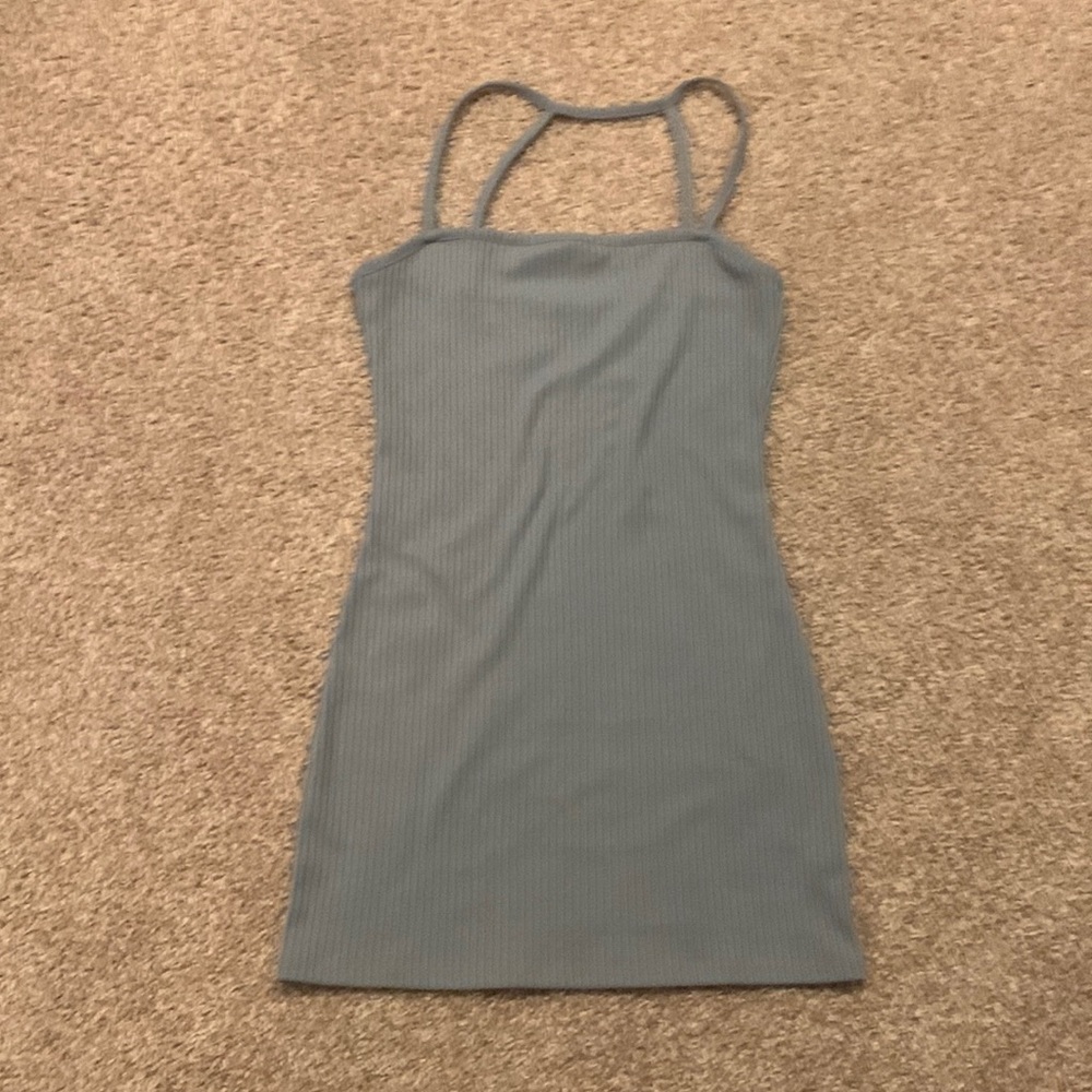 Grey blue fitted dress